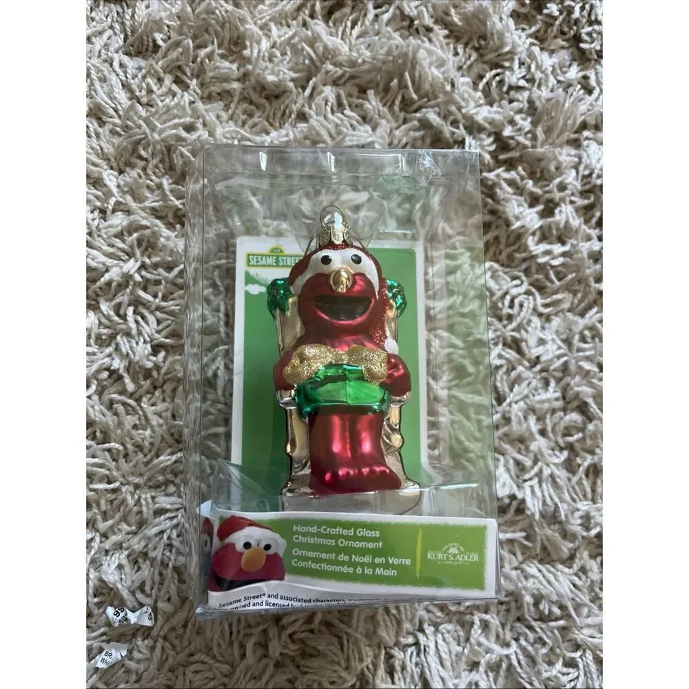 NIB Elmo By Kurt S. Adler Hand Crafted Glass Christmas Ornament
